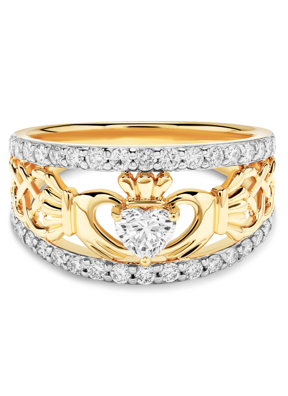 14K Claddagh Lab Diamond Dress Ring